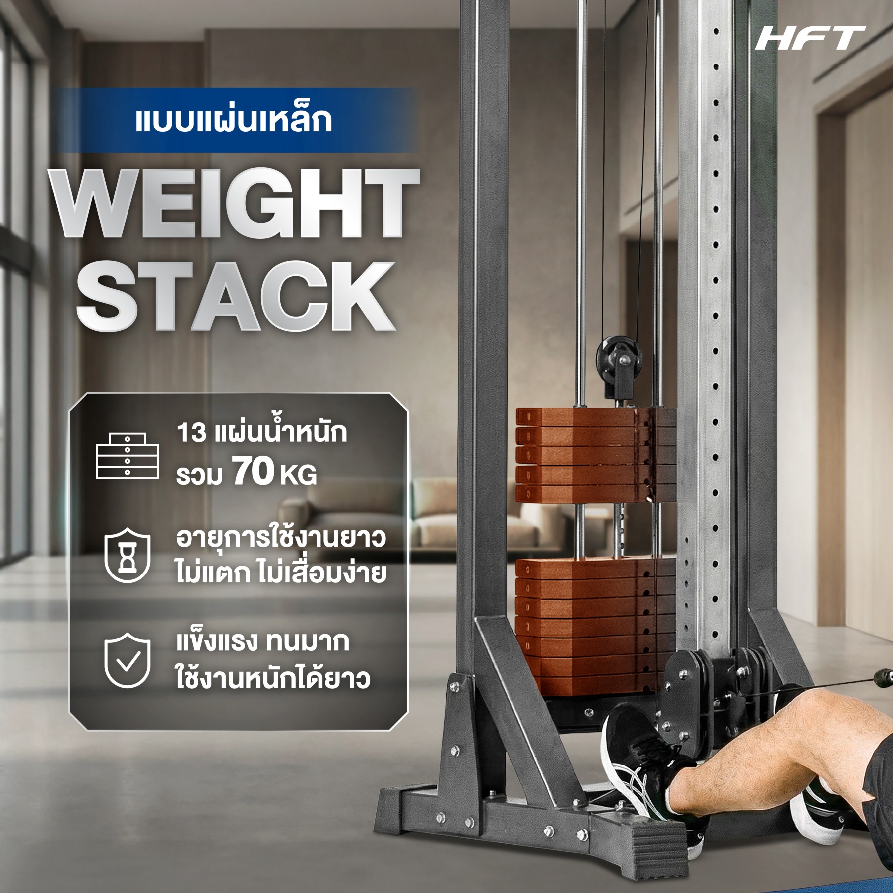 โฮมยิม HOMEFITTOOLS รุ่น SINGLE CABLE CORE PLUS (แผ่นน้ำหนักเหล็ก)_2